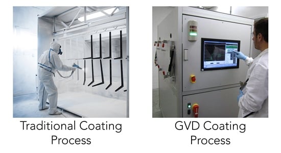 Chemical vapor deposition can allow greater versatility in the chemistry of the resulting coatings. Image source: GVD Corp.