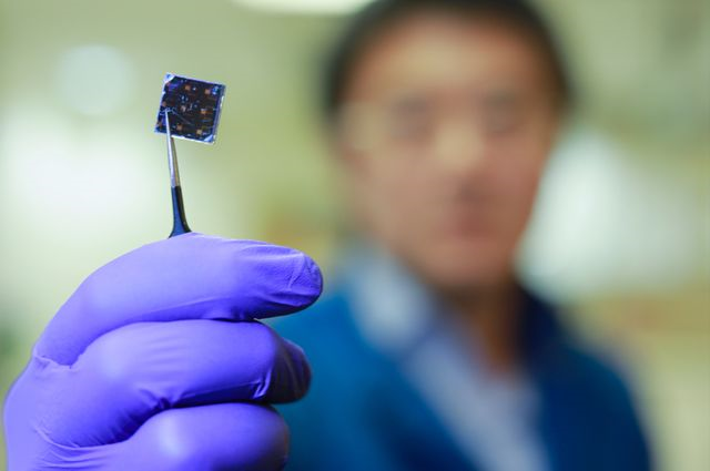 The double-layer solar cell converts 22.4% of incoming energy from the sun. Source: UCLA