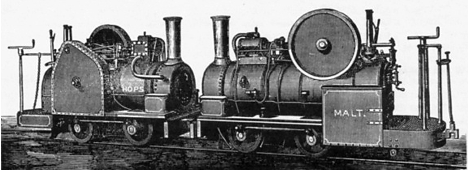 Guinness brewery locomotives, No. 2, Hops, and No. 3, Malt. Source: Public domain