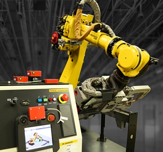 A FANUC body shop robot has played a major role to date in the company’s ZDT condition monitoring program. Image: FANUC America
