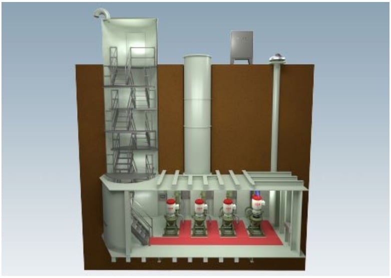 Example of an underground lift station for pump wastewater to elevation. Source: Smith & Loveless