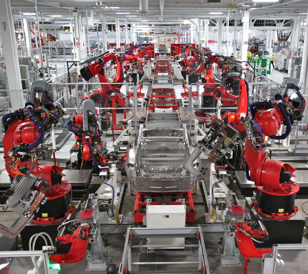 Industrial Robots in a Tesla Factory