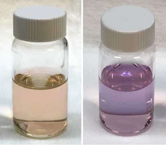 CoDeAc changes to the color pink when plutonium is detected and purple when uranium is detected. Source: INL