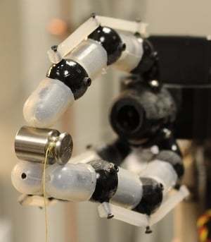 Future advances in robotics will depend in large part on improvements in sensor technology. Carnegie Mellon researchers believe embedded optical sensors could make robotic hands more dexterous. Image source: CMU Robotics Institute.