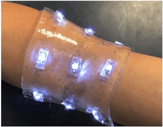 The stretchy hydrogel can be embedded with various electronics. Image credit: Melanie Gonick/MIT.