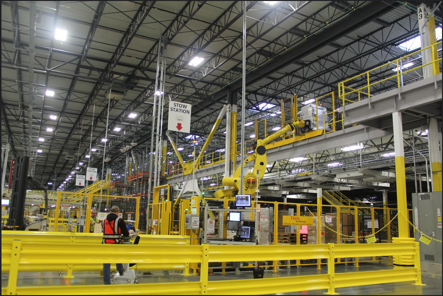 Kiva System robots  moving products in DuPont's Amazon fulfillment center. Source: Flickr