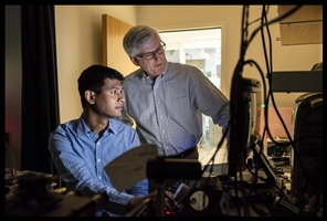 Harvard Stem Cell Institute scientists Rahul Palchaudhuri, left, and Dr. David Scadden. Their treatment uses antibodies, rather than conventional toxic chemicals and radiation, to prepare for bone marrow transplants. Source: HSCI by BD Colen