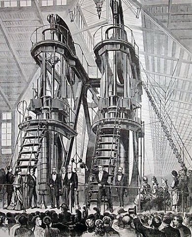 Figure 4: U.S. Grant and Pedro II starting the Corliss Centennial Engine.