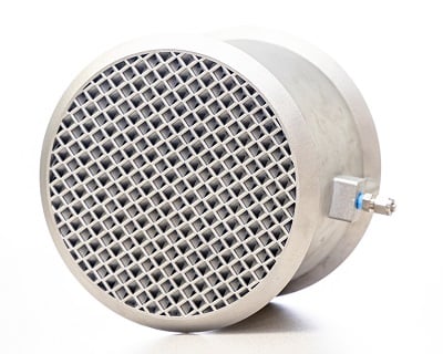 The 3D-printed device integrates a heat exchanger and mass-exchanging contactor to enhance carbon dioxide capture. Source: Carlos Jones, U.S. Department of Energy Oak Ridge National Laboratory