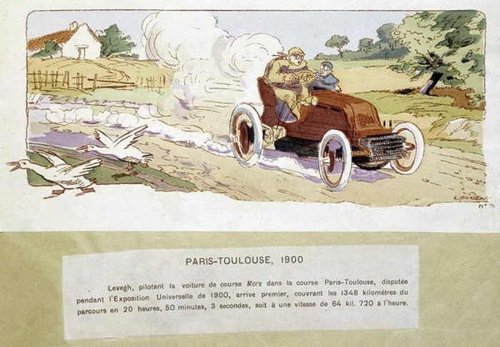 Ernest Montaut drawing of the 1900 Paris-Toulouse race. Source: Ernest Montaut