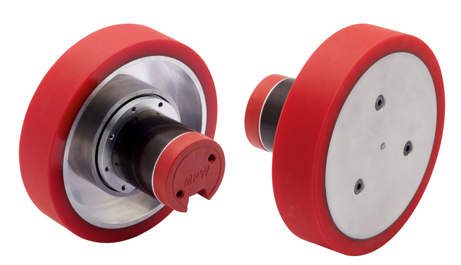 Figure 1: The MPW52 and MPW86 feature a high-torque density, BLDC motor with a heavy-duty inline planetary gear box mounted inside the hub of an aluminum wheel with polyurethane tread. Source: ElectroCraft