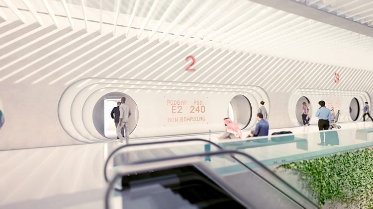 An artistic look at Virgin’s vision for hyperloop travel. Source: Virgin Hyperloop 