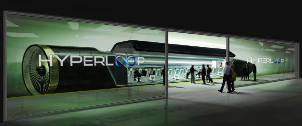 Levitated pods will carry passengers at more than 700 mph. Image credit: Hyperloop Technologies.