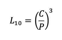 Equation 1: Rating life of ball bearing, millions of revolutions. 
