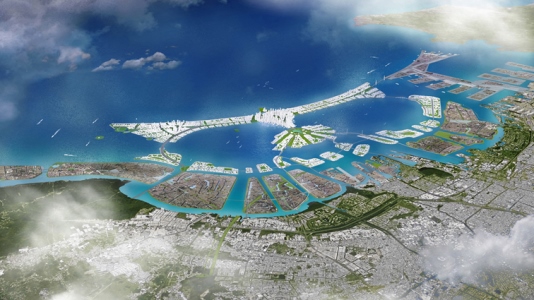 The sea wall design is intended to resemble a Garuda. Image credit: Witteveen + Bos.
