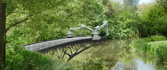 An artist's rendition of a 3D-printed bridge. Source: MX3D