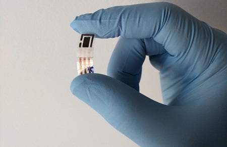 Flexible copper sensor made from conductive copper adhesive tape and other low-cost materials. Source: Anderson M. de Campos/University of Munich