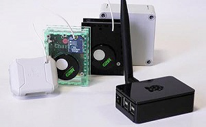 Each kit includes three small wireless sensors that record the temperature and humidity of the room it is placed in, as well as wireless devices to monitor gas and electricity usage. Image credit: University of Southampton.