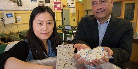 Shredded plastic waste added to concrete mix makes for greater durability. Source: Deakin University