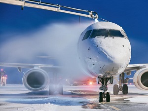 Aircraft de-icing fluids are a large market for propylene glycol. Source: Adobe Stock/chalabala