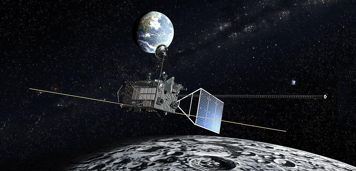Figure 1: SELENE or Kaguya space probe orbiting moon. Source: JAXA