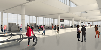 (Click to enlarge.) Artist's view of the C concourse expansion. Credit: DIA