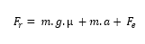 Tangential force equation for horizontal applications. 