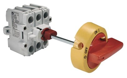 Figure 2. Exploded view of motor disconnect switch with shaft and handle. Source: Altech Corp.