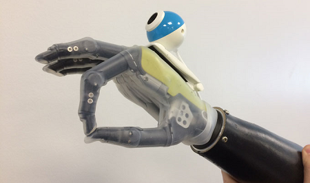 The bionic hand is fitted with a camera. Image credit: Newcastle University