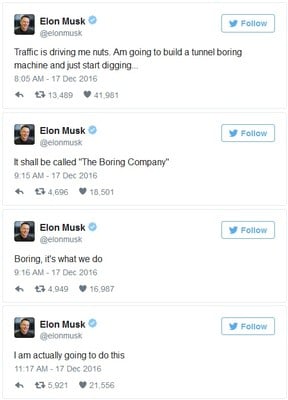 Inspiration for The Boring Co. Source: @elonmusk