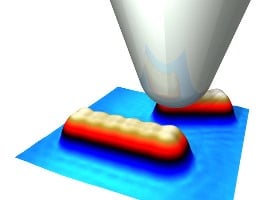 Scanning tunneling microscopy revealed that ribbons longer than 5 nanometers exhibit metallic behavior.