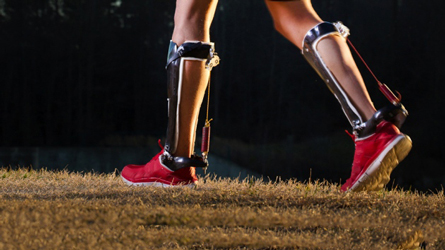 The lightweight carbon-based device uses a spring that acts like the Achilles' tendon and a clutch that mimics the calf muscles. Source: Nature