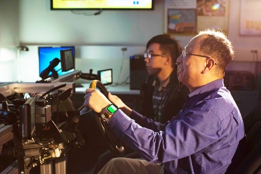 The wearables lab is examining ways to signal a driver of the potential need to take driving control back from the vehicle. Image credit: Ford.