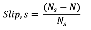 Induction motor slip equation.